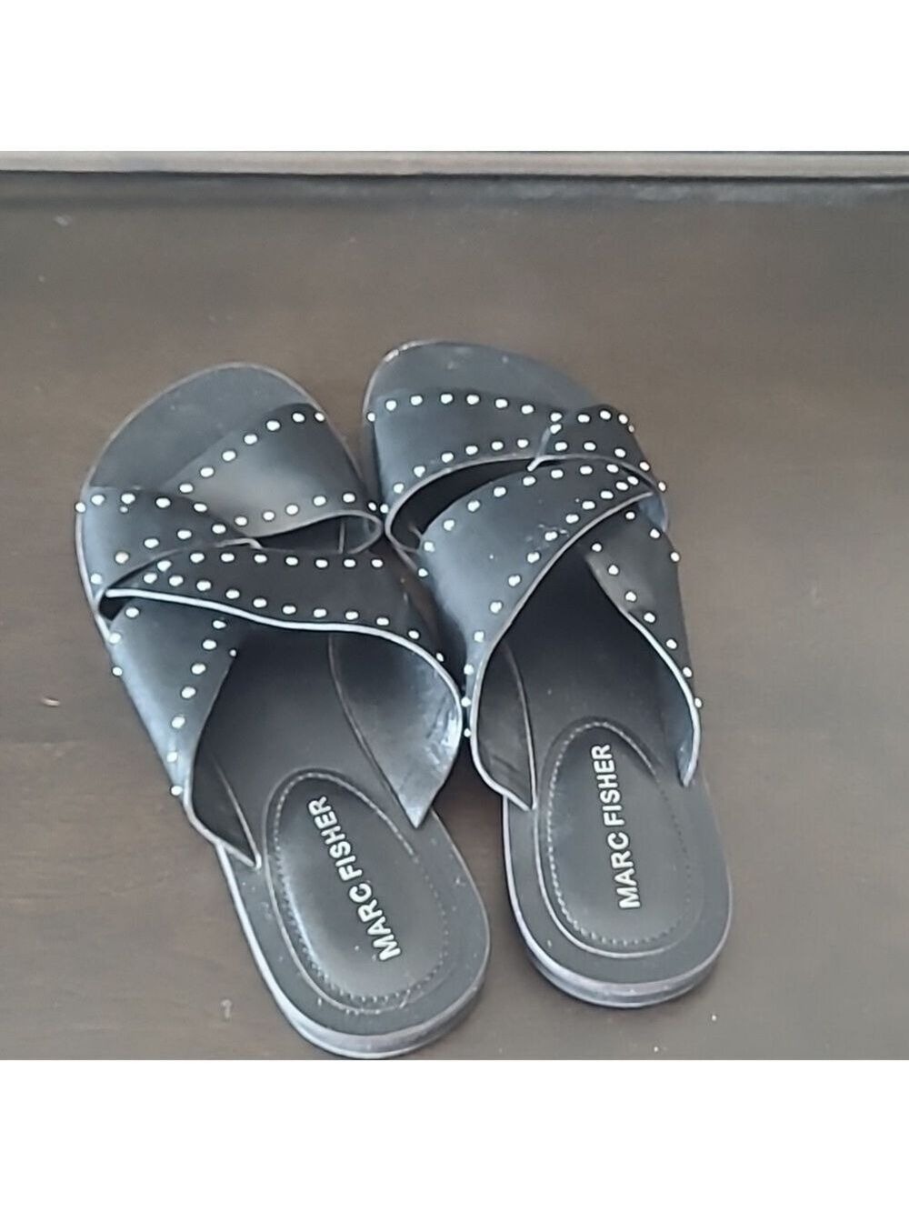 Marc Fisher Black Studded Flat Sandals Size 7.5 - Picture 7 of 7